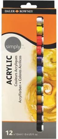 Actual product image Daler-Rowney Acrylic paint 12 colours (Multicoloured)