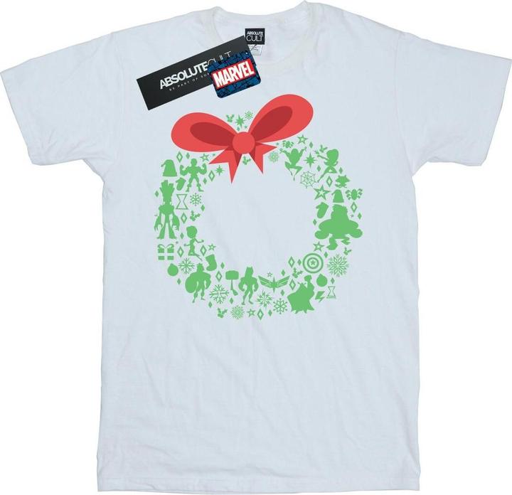 Actual product image Mens Avengers Christmas Wreath T-Shirt (XL)