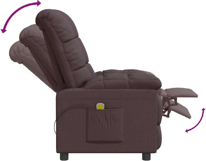 Actual product image VidaXL Massage armchair TV armchair Relax armchair Recliner dark brown fabric