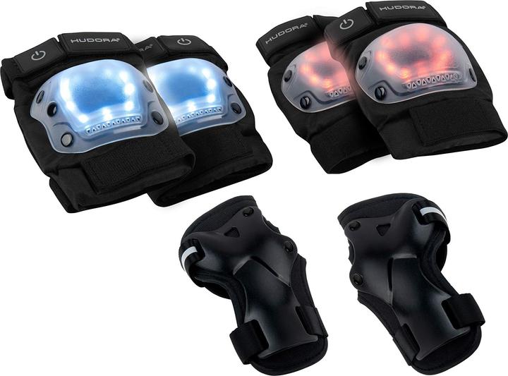 Produktbild Hudora Protektoren LED (M, Ellbogenschoner, Knieschoner, Einzelstück)