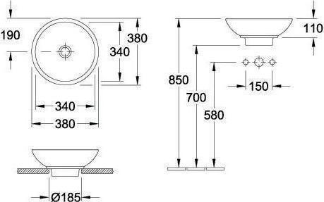 Produktbild Villeroy & Boch V&B Aufsatzwaschtisch LOOP & FRIENDS mit ÜL d= 380mm we (200 mm, 380 mm)