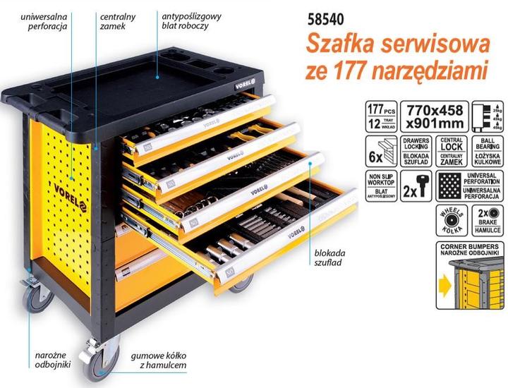 Image du produit Vorel Toya WORKSHOP CABINET 6-Drawer + 177pcs. TOOLS 58540 (90.10 cm, 45.80 cm)