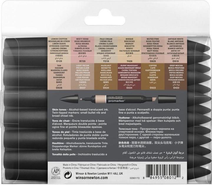Actual product image Winsor & Newton Promarker skintones set 12+1pcs (Black, 13 x)