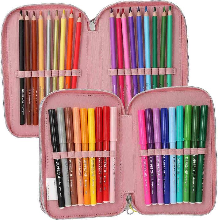 Actual product image Top Model Topmodel - TOPModel Triple Pencil Case JUICY - Dusky Pink with Orange Dots (413323)