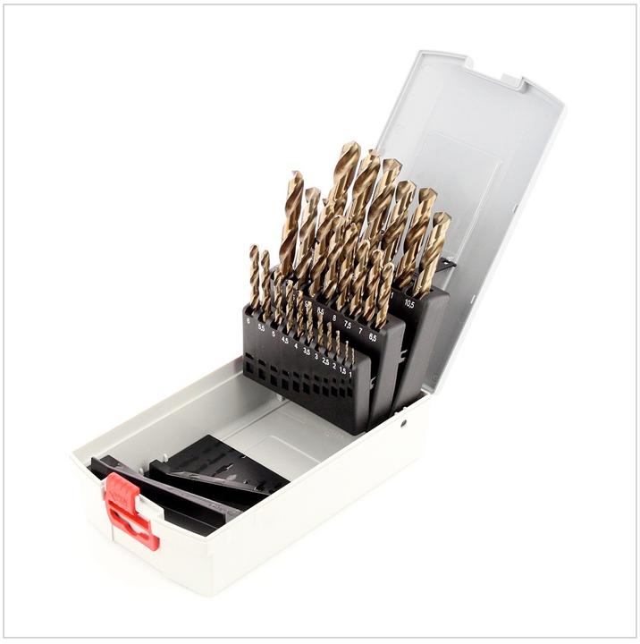 Immagine prodotto Bosch Professional Zubehör Set di punte elicoidali PRO in acciaio inox HSS-Co, 25 pezzi. (1 mm, 1,5 mm, 2 mm, 2,5 mm, 3 mm, 3,5 mm, 4 mm, 4,5 mm, 5 mm, 5,5 mm, 6 mm, 6,5 mm, 7 mm, 7,5 mm, 8 mm, 8,5 mm, 9 mm, 9,5 mm, 10 mm, 10,5 mm, 11 mm, 11,5 mm, 12 mm, 12,5 mm, 13 mm)