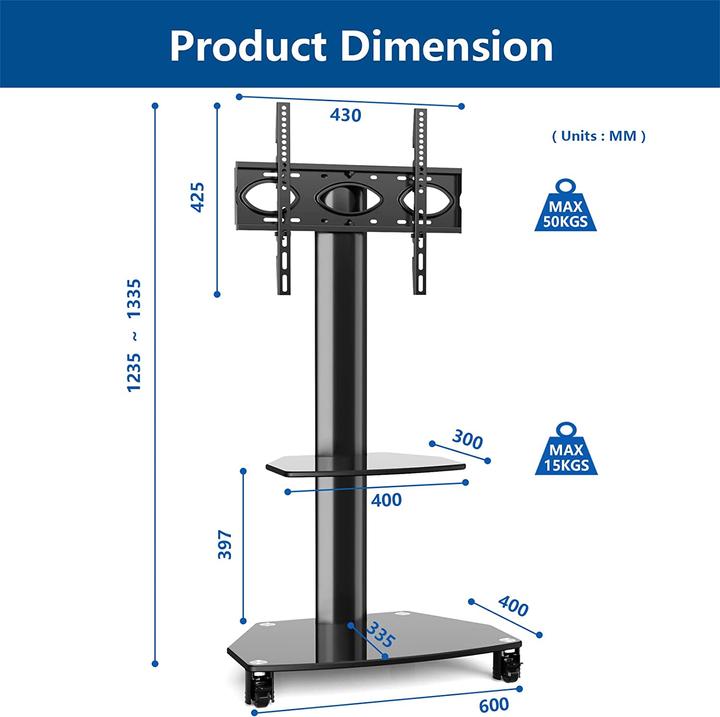 Image du produit River Systems Support TV (Universel, 65", 50 kg)