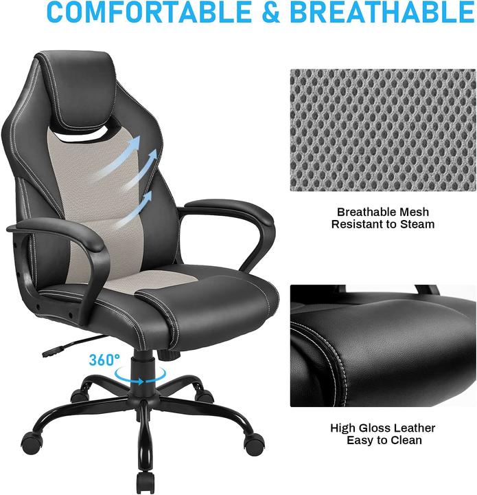 Immagine prodotto Basetbl sedia da ufficio ergonomica, grigio