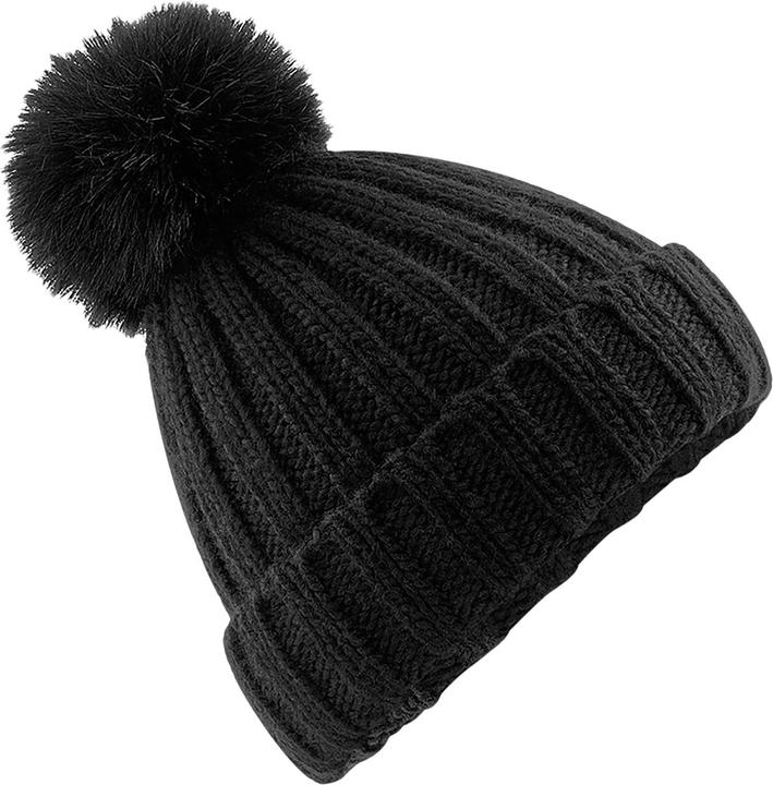 Immagine prodotto Beechfield Cappello in maglia Verbier per adulti con pompon di pelliccia sintetica (Taglia unica)