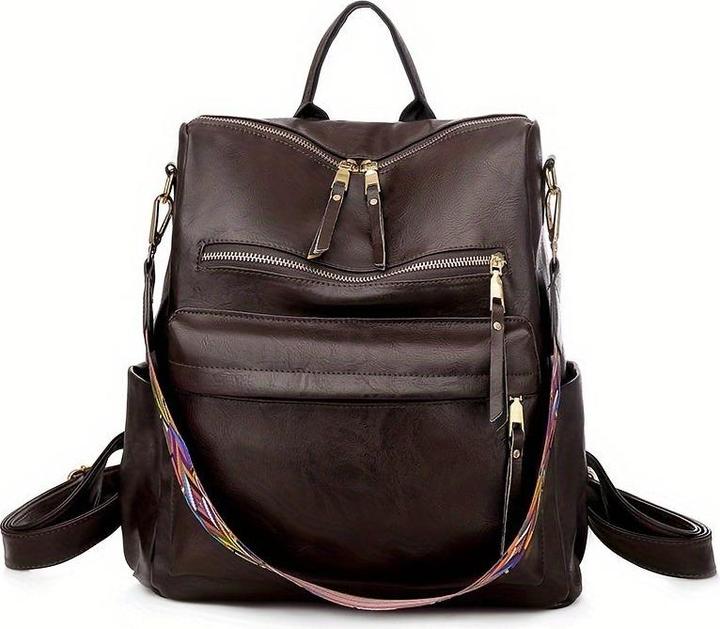 Only-Bags.Store Retro Rucksack Handtasche, Boho Strap Zwei-Wege-Umhängetasche, Mode Vegan Leder Schultasche Daypack