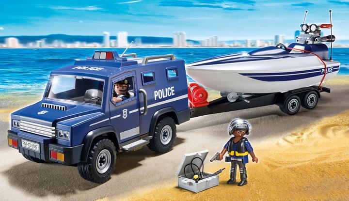 Productafbeelding Playmobil Politietruck met speedboot (5187, Playmobil Stad Actie)