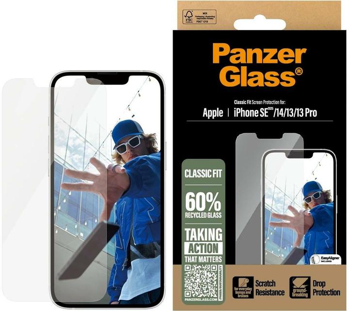 Produktbild PanzerGlass Screen Protector Classic Fit (1 Stück, Apple iPhone 14, Apple iPhone 13, Apple iPhone 16e, Apple iPhone 13 Pro)