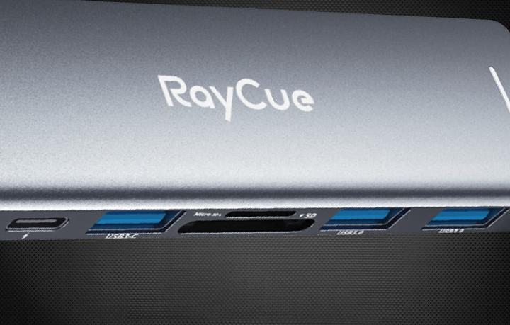 Produktbild RayCue Hub 7w2 2x USB-C do Thunderbolt 3 3x USB-A 3.0 5Gbps SD/TF 3.0 HDMI 4K60Hz (sary) (USB-C, 7 Ports)