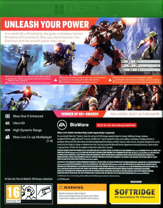 Image du produit Bioware Anthem (Xbox Series X, Xbox One X, Multilingue)