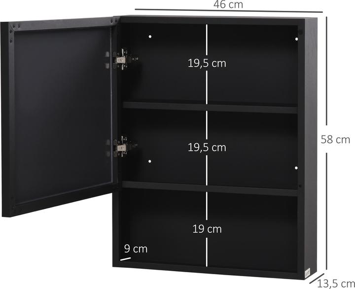 Actual product image Kleankin Mirror cabinet with one door and extra compartment (46 x 13.5 x 58 cm)