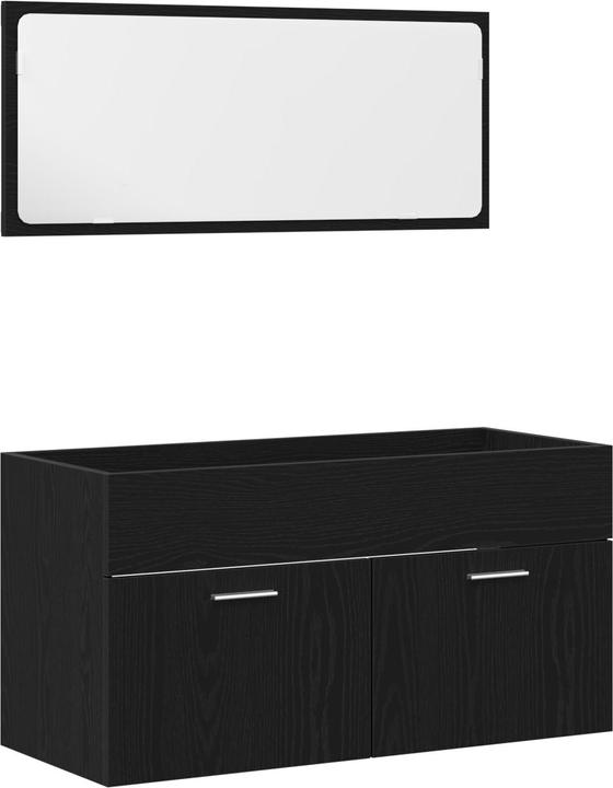 Produktbild VidaXL Badezimmermöbel Set Set von 2 Schwarz Eiche Ingenieurholz, Glas