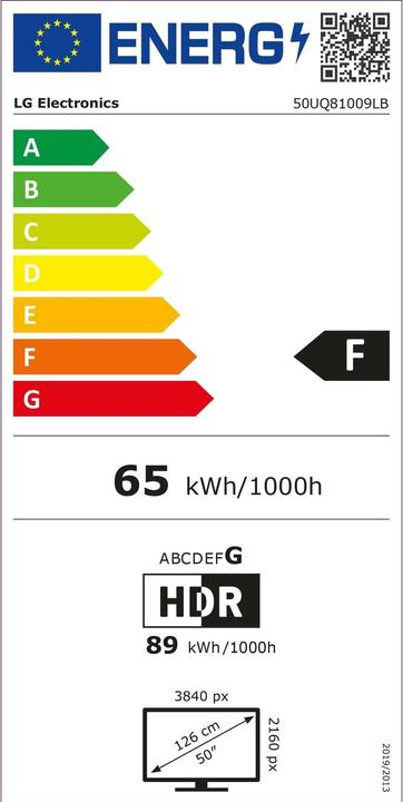 Etichetta energetica LG 50UQ81009LB (50", UQ81, LED, 4K, 2022)