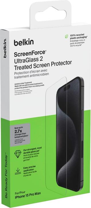 Image du produit Belkin ScreenForce Pro UltraGlass2 (1 pièce(s), Apple iPhone 15 Pro Max)