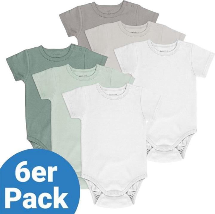 Image du produit La Loona LaLoona Body bébé manches courtes OEKO-TEX® pack de 6 - vert sauge gris (80)