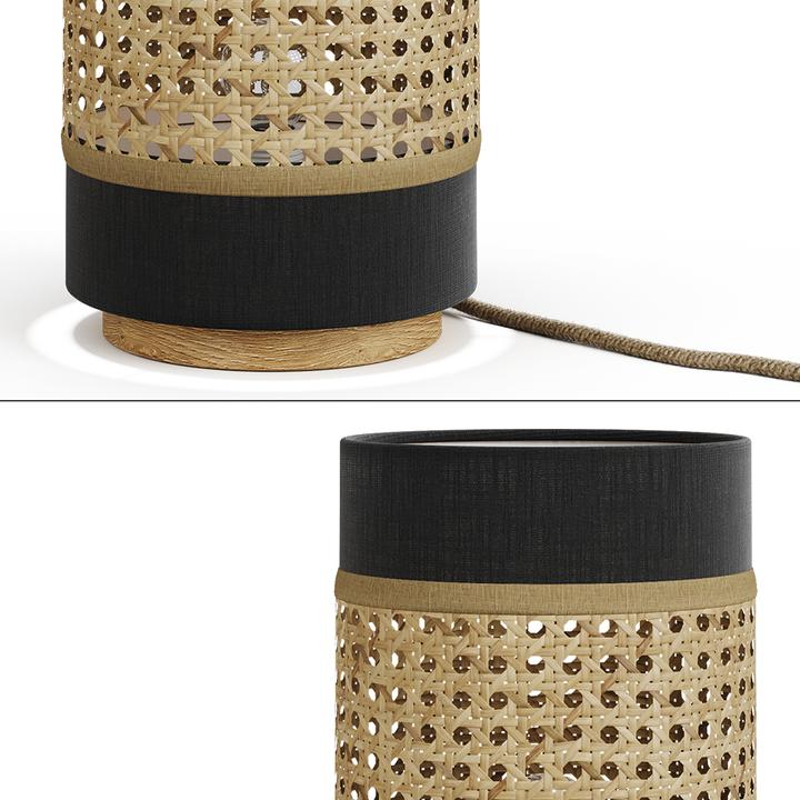 Actual product image Vicco Table lamp Morten, Rattan/black, 17.5 x 26.5 cm (E27)