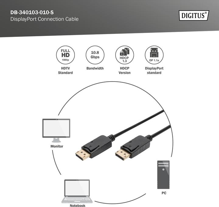 Productafbeelding Digitus DisplayPort - DisplayPort (1 m, DisplayPort)