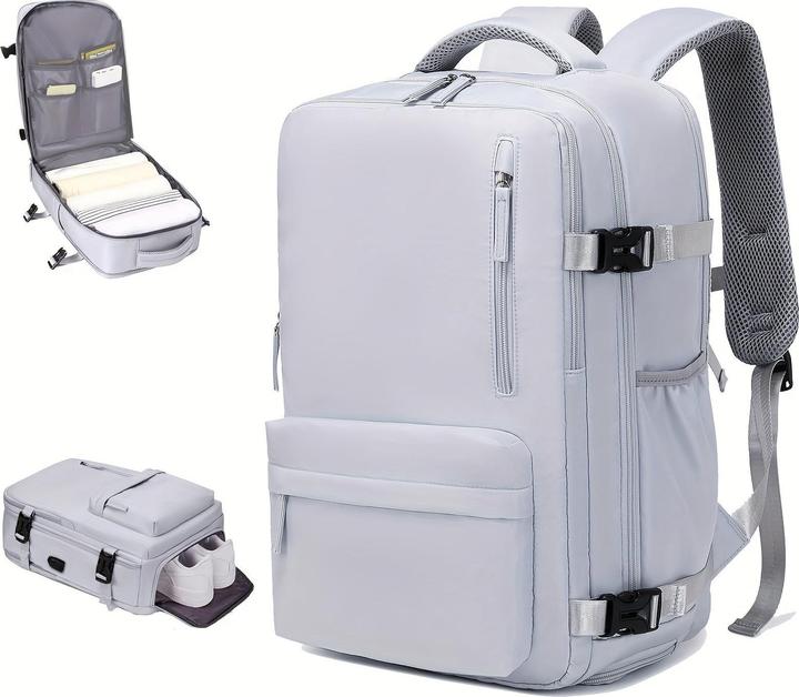 Produktbild Only-Bags.Store Grosse Kapazität Reise-Rucksack mit Schuhfach, Dacron wasserdicht Laptop Daypack mit Ladeanschluss