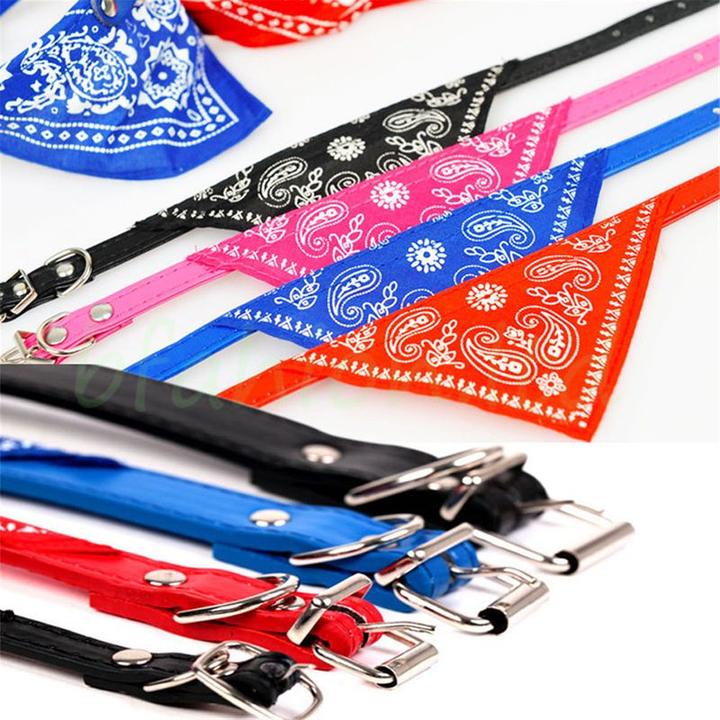 Produktbild Hermex Hundehalsband mit Tuch Bandana Katze Einstellbar Leder Stoff S BLAU (S, Hund, Hundesport)