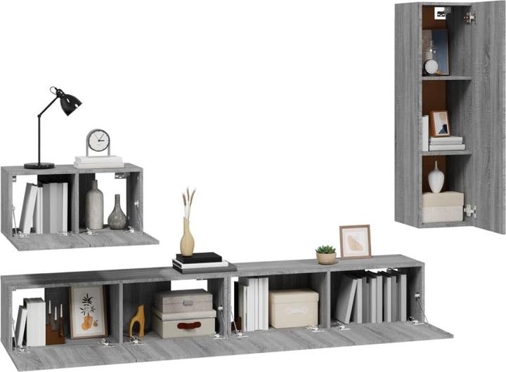 Image du produit VidaXL 4-tlg. TV-Schrank-Set Grau Sonoma Holzwerkstoff,Farbe: Grau (100 x 30 x 30 cm)