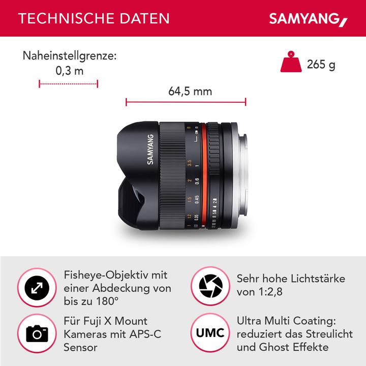 Actual product image Samyang 8mm f/2.8 II - Fujifilm X (Black) (Fujifilm Fujinon XF, APS-C / DX)