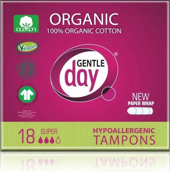 Actual product image Gentle Day 100% Organic Cotton Tampons - Super 18 Stcs - (18 x)