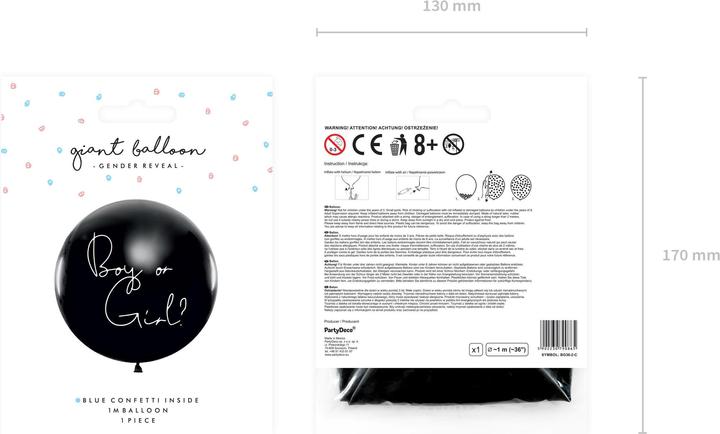 Produktbild Partydeco Luftballon Boy or Girl – Junge blau gefüllt, Ø 1 m, 1 Stk (1 x)