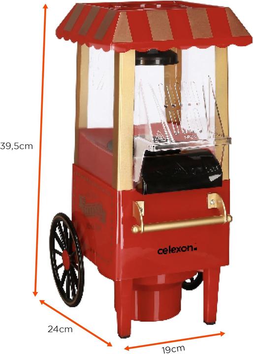Actual product image Celexon CinePop CP500 popcorn machine in retro look fairground design incl. measuring cup for dosing