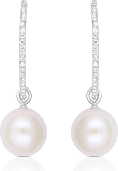 Image du produit Muau Boucles d'oreilles argent 925 perle d'eau douce 10.5-11mm zirconia (Argent 925)