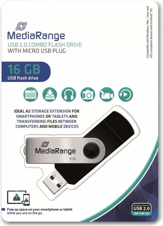 Immagine prodotto MediaRange combo flash drive with micro USB (OTG) (16 GB, USB 2.0, USB-A, Micro USB)