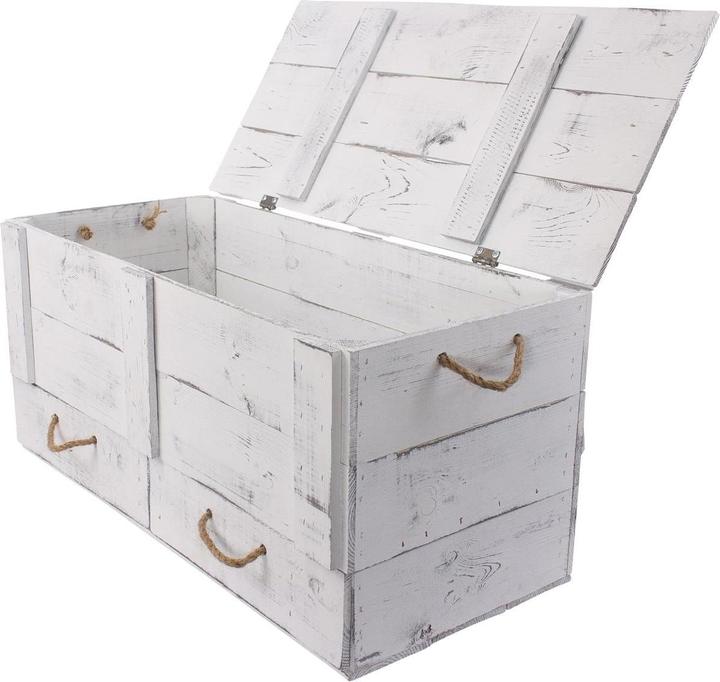 Produktbild Holz Zollhaus Truhe Vintage Shabby Weiss, 85 x 42 cm (42 x 85 x 12 cm, 137.51 l)