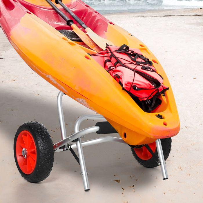 Immagine prodotto Swisshandel24 Carrello per canoa in alluminio Carrello per kayak Carrello per surf pieghevole con cinghia Ruote