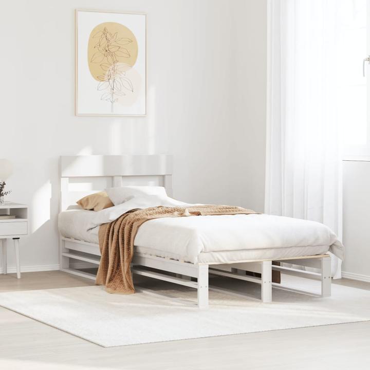 Image du produit VidaXL Lit en bois massif Lit en bois Lit palette Tête de lit Blanc 200x200cm Pin (200 x 200 cm)