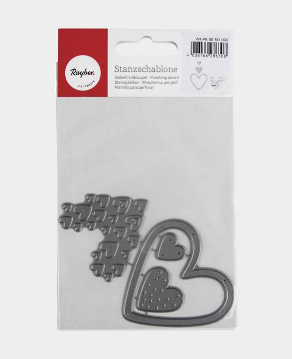Rayher Stanzschablone Set Herzen, 0.4 - 6.3 cm x 0.4 - 6 cm, Silber, 4 Stück