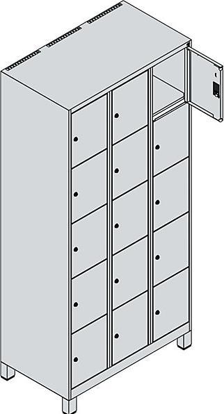 Actual product image C+P CP Classic Plus locker cabinet light grey 080010-305 S10009, 15 lockers 90.0 x 50.0 x 195.0