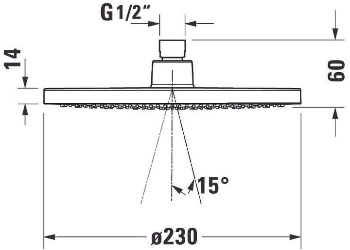Nährwerte und Zutaten Duravit Kopfbrause 1 jet, 230 schwarz matt (1 Strahlarten, 24 l/min)