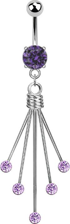 Produktbild Star Piercing Banane silber mit Anhänger fünf Kristall Nadeln tanzanite (Messing, Chirurgenstahl 316L)