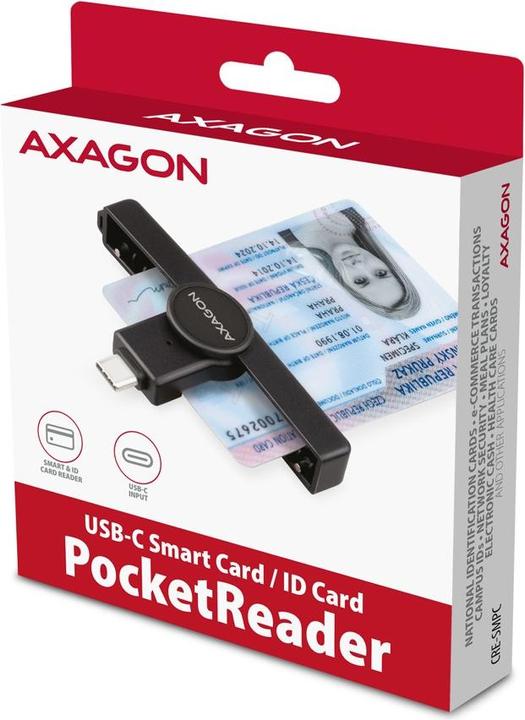 Actual product image Axagon CRE-SMPC USB-C Smart Card PocketReader (USB 2.0)