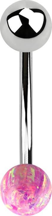 Actual product image Star Piercing Micro banana silver with ball and ball opal pink (without brass, Surgical steel 316L)