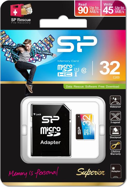 Actual product image Silicon Power Superior - Flash memory card (SD adapter included) (32 GB, microSDHC, U1, UHS-I)