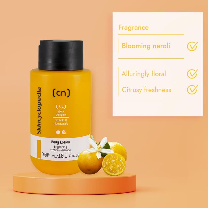 Immagine prodotto Skincyclopedia 5% Vitamin C Body Lotion con Niacinamide, Vitamina E, Burro di Karité e Olio di Mandorle 300ml (Lozione corpo, 300 ml)