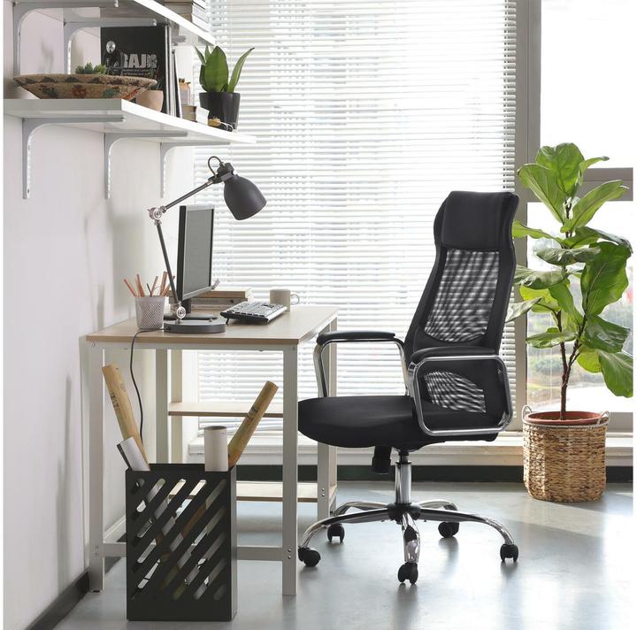 Produktbild Songmics Bürostuhl, OBN33BK Kunstleder schwarz, Gestell chrom
