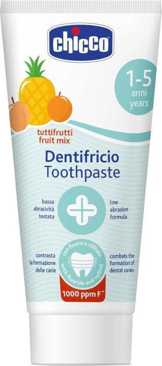 Chicco Zahnpasta Tuttifrutti mit Fluorid 1000ppm 1-5y italienisch Paste (50 ml)