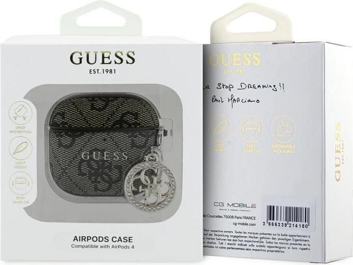 Produktbild Guess 4G Strass Charm Cover für Apple Airpods 4 - brown (Kopfhörer Tasche)