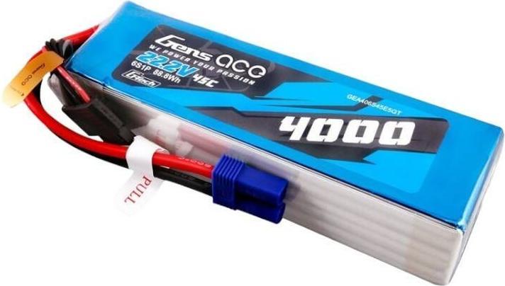 Actual product image Gens Ace G-Tech 4000mAh 22.2V 45C 6S1P Lipo Battery Pack with EC5 plug (22.20 V, 4000 mAh)
