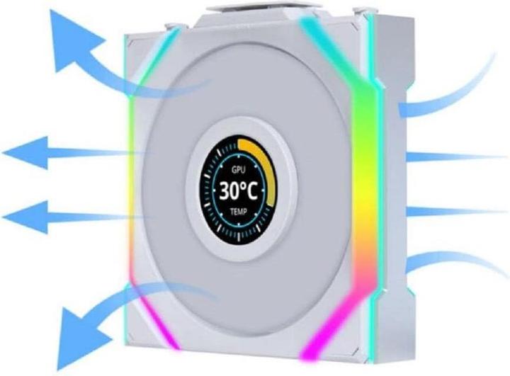 Produktbild Lian-Li UNI FAN SL Wireless LCD Lüfter, ARGB, PWM - Reverse Blade, 120 mm, weiss (120 mm, 1 x)
