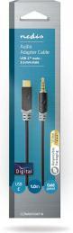 Image du produit Nedis Adaptateur USB-C™ | USB 2.0 | USB-C™ mâle | 3,5 mm mâle | 1.00 m | Rond | Plaqué or | PVC | (1 m, USB)